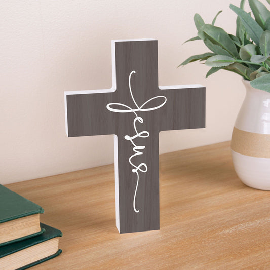 Wall Cross-Jesus-Gray (5" x 7")