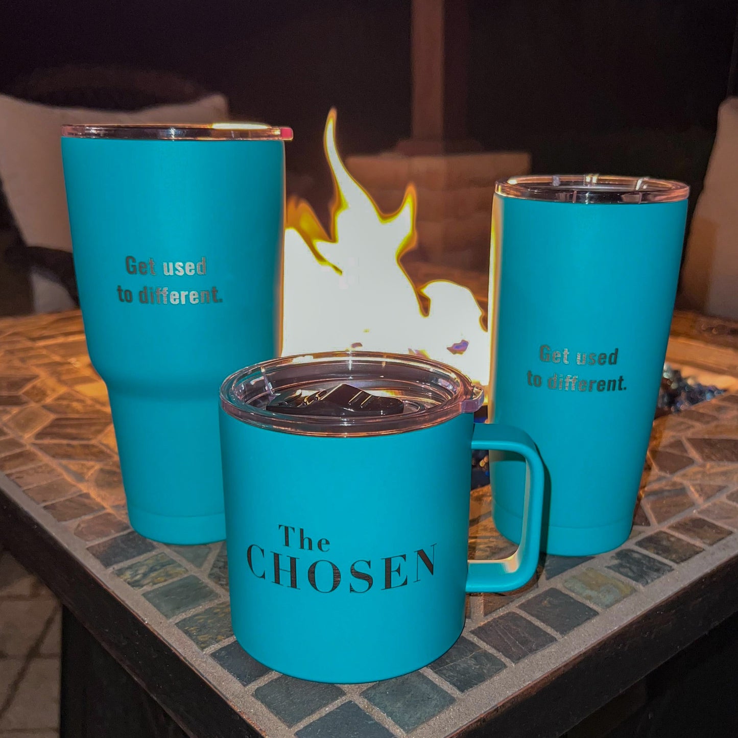 Tumbler-Get Used To Different-The Chosen-Stainless Steel-Teal-20 oz