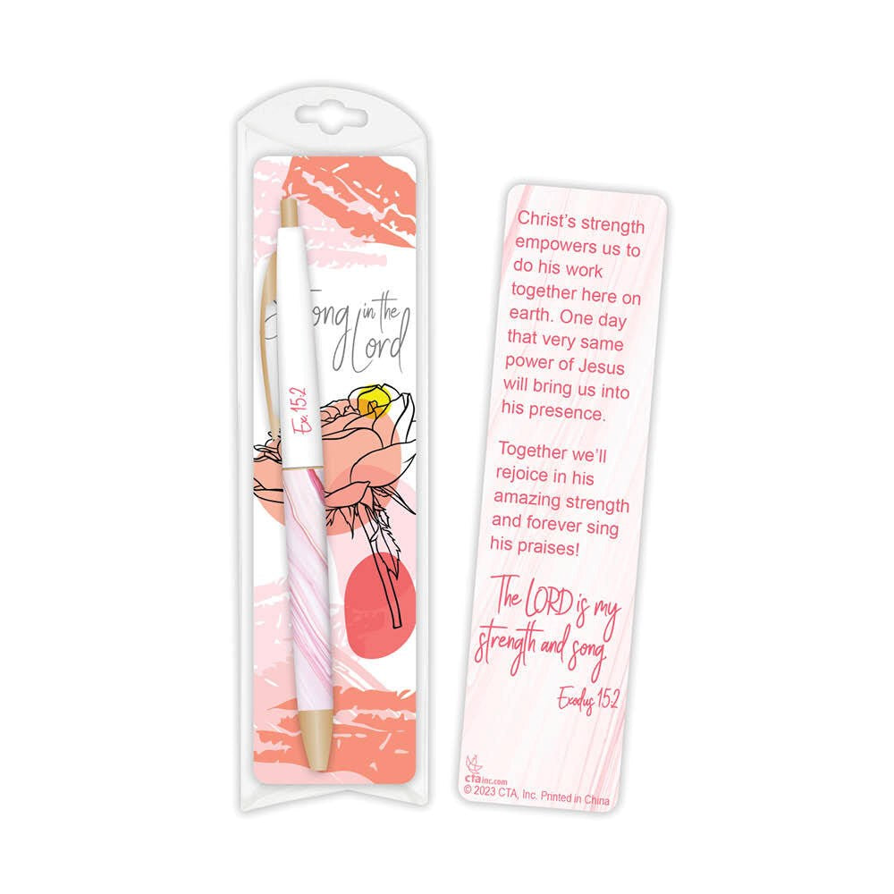 Pen & Bookmark Set-Strong In The Lord (Exodus 15:2)