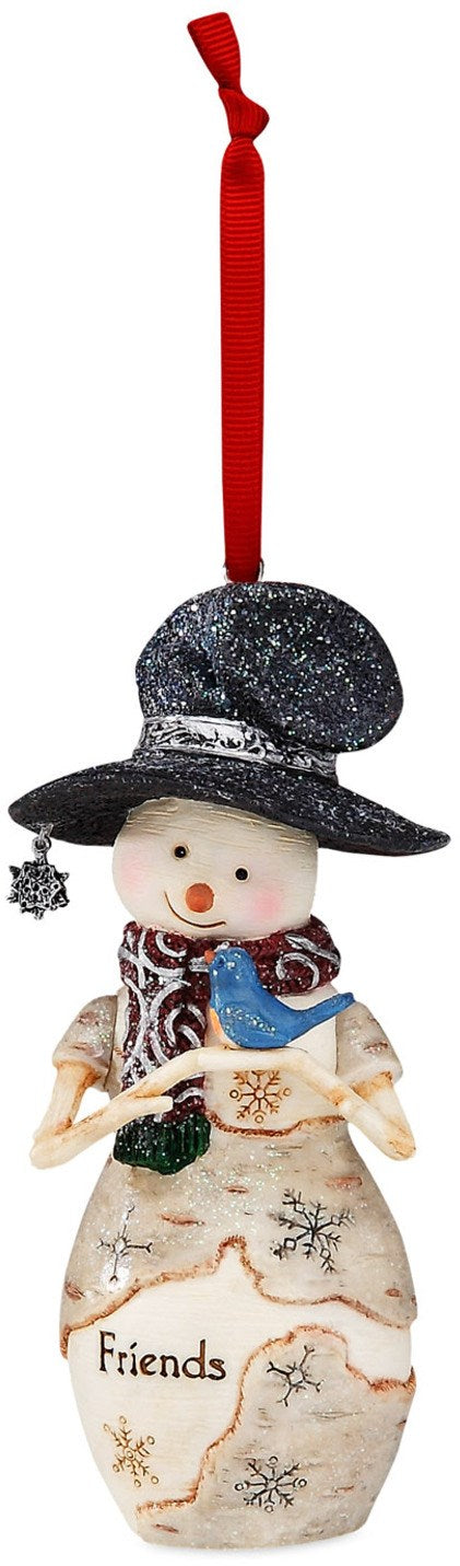 Ornament-Snowman Holding Bluebird-Friends-4.25"