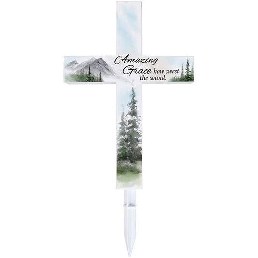 Solar Cross Stake-Amazing Grace (10" x 20") (Pack Of 2)