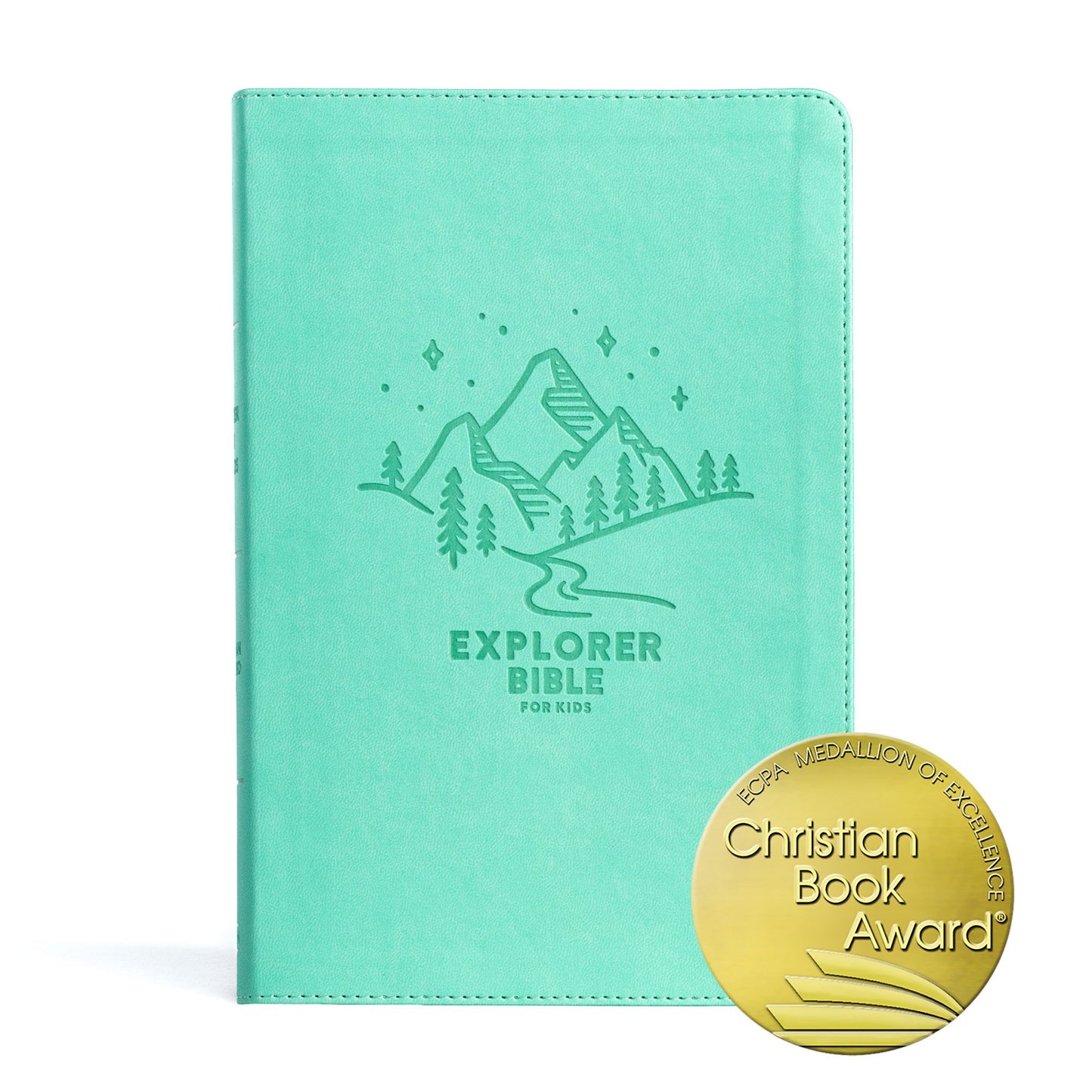 CSB Explorer Bible For Kids-Light Teal Mountains LeatherTouch Indexed
