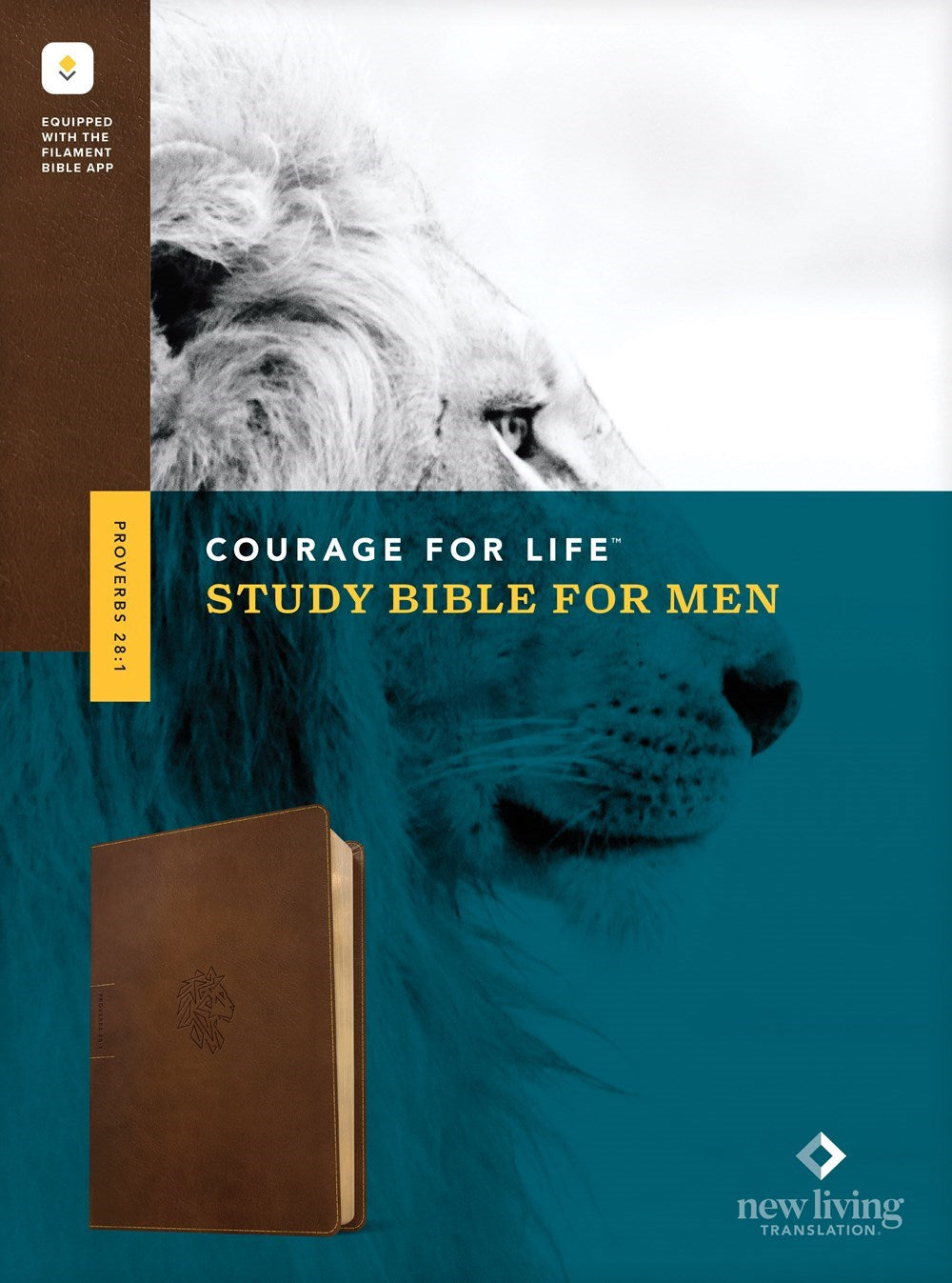 NLT Courage For Life Study Bible For Men  Filament-Enabled-Rustic Brown Lion LeatherLike