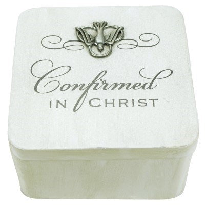 Keepsake Box-Confirmed In Christ-White (4" x 4" x 2")