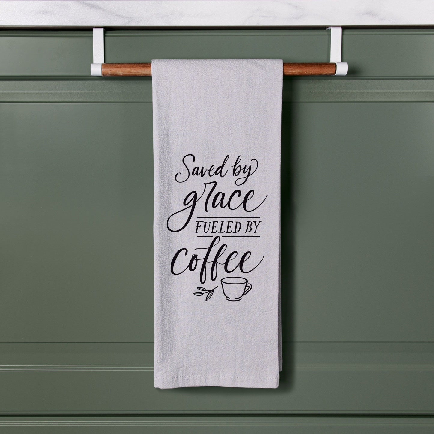 Tea Towel-Saved By Grace Fueled By Coffee (16" x 28")