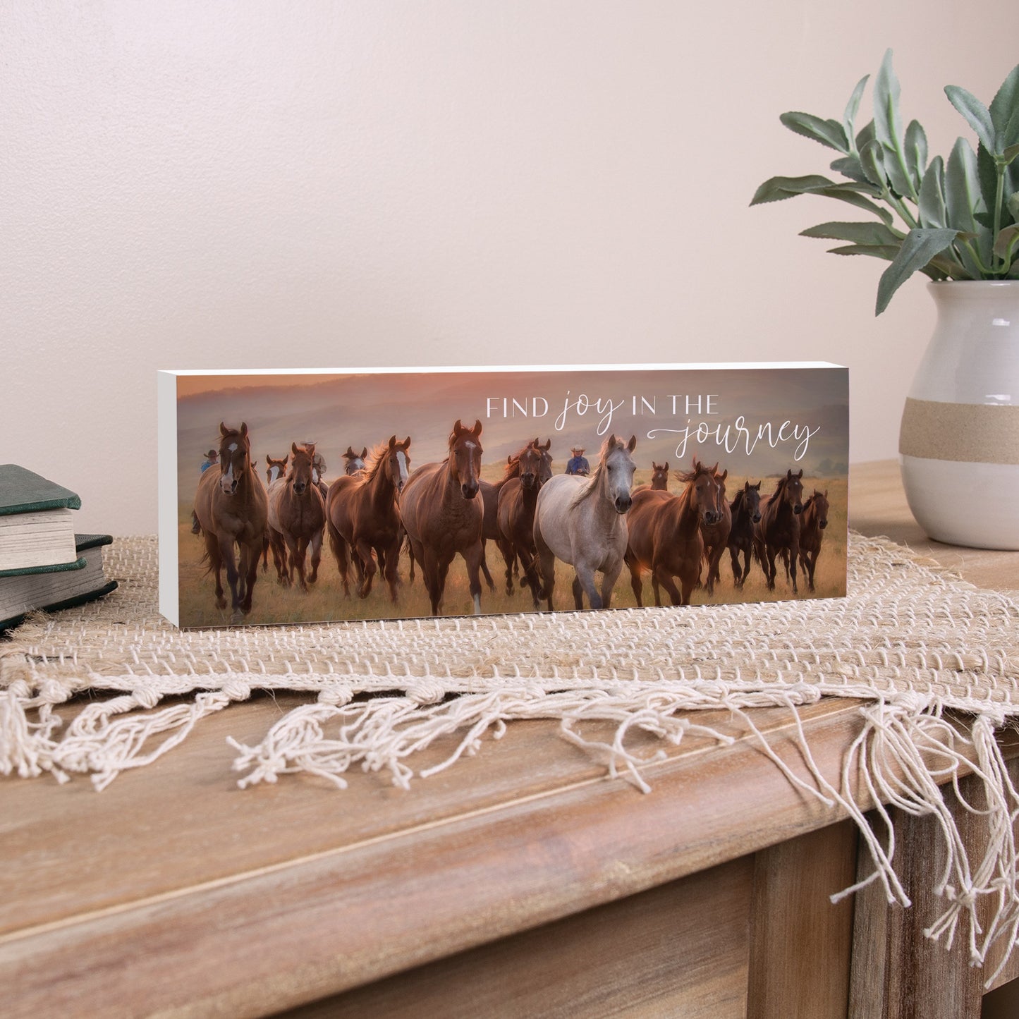 Tabletop Decor-Find Joy In The Journey-Horses (10 x 3.5)