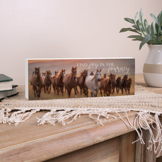 Tabletop Decor-Find Joy In The Journey-Horses (10 x 3.5)