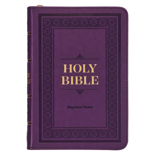 KJV Compact Bible-Purple Faux Leather w/Zipper