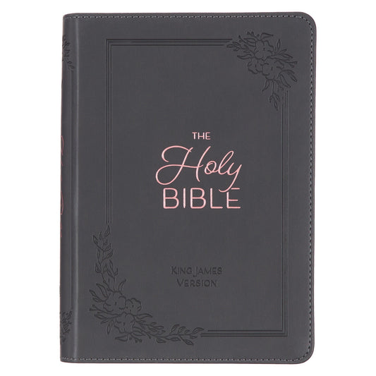 KJV Large Print Compact Bible-Cobalt Gray Faux Leather
