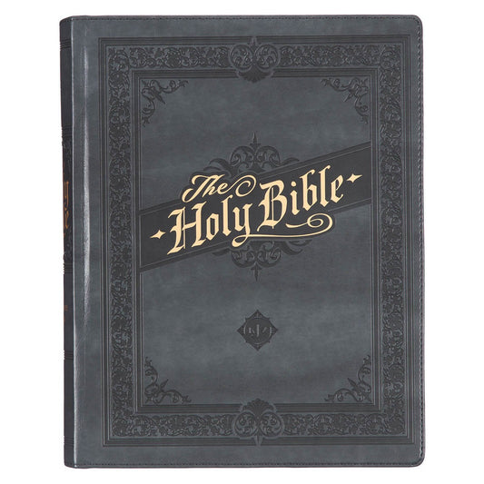KJV Large Print Note-Taking Bible-Gray Faux Leather Hardcover