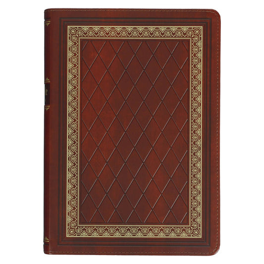 KJV Study Bible-Saddle Tan/Diamond Faux Leather Indexed
