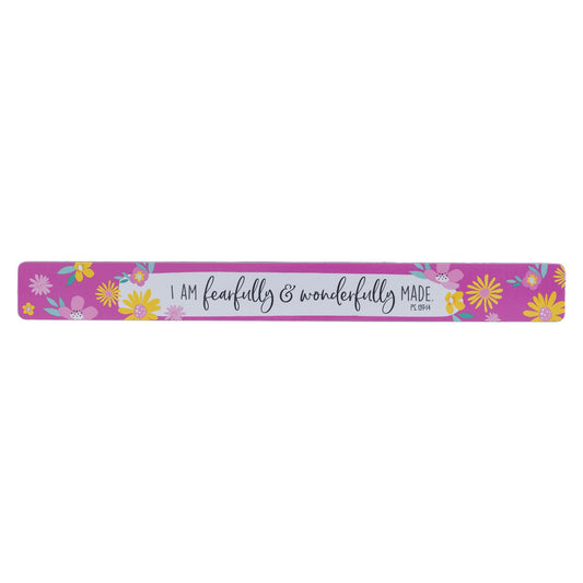 Magnetic Strip Purple Floral Fearfully & Wonderfully Made Ps. 139:14 (Pack Of 6)
