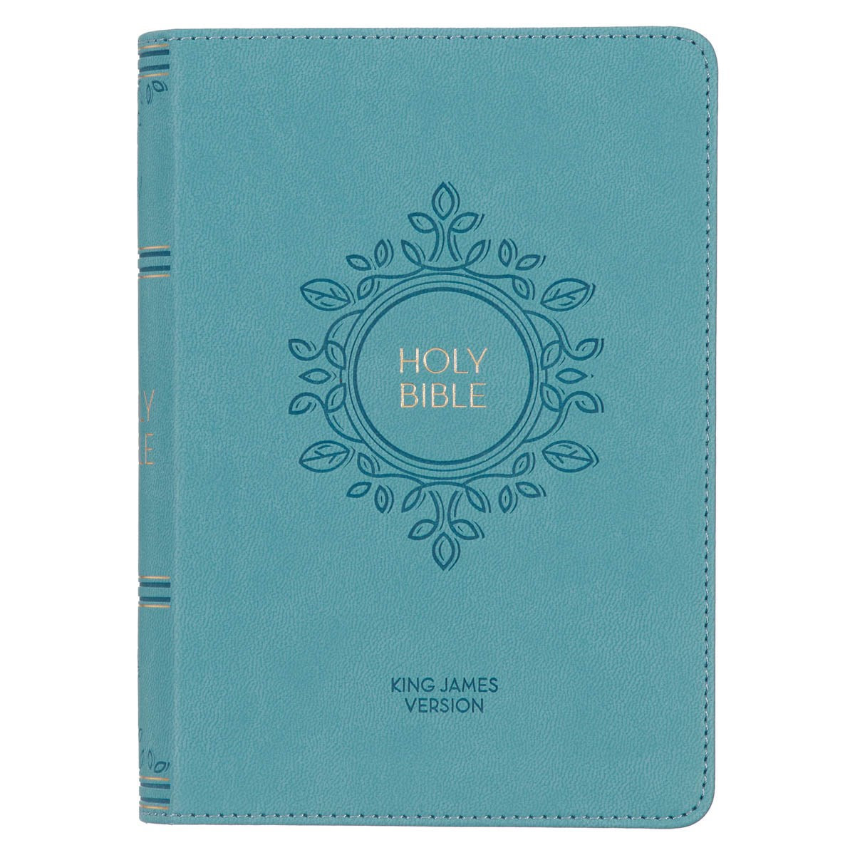 KJV Large Print Compact Bible-Aqua Blue Faux Leather
