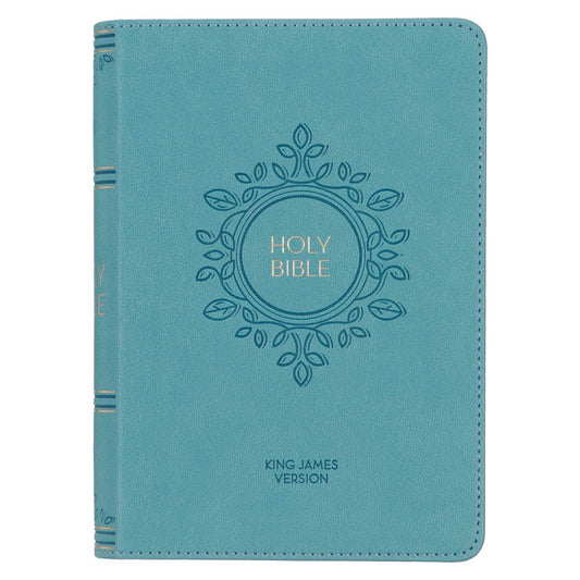 KJV Large Print Compact Bible-Aqua Blue Faux Leather
