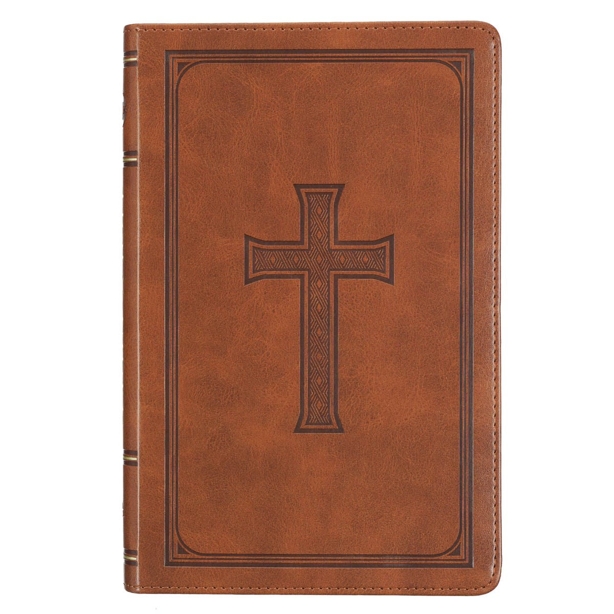 KJV Deluxe Gift Bible-Honey Brown/Cross Faux Leather