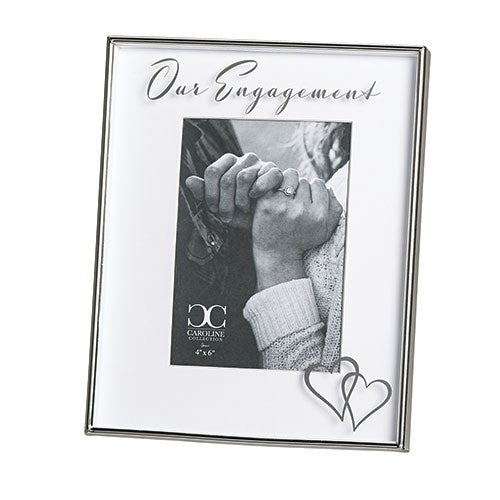 Frame-Our Engagement Frame (Hearts) (Holds 4x6 Photo)