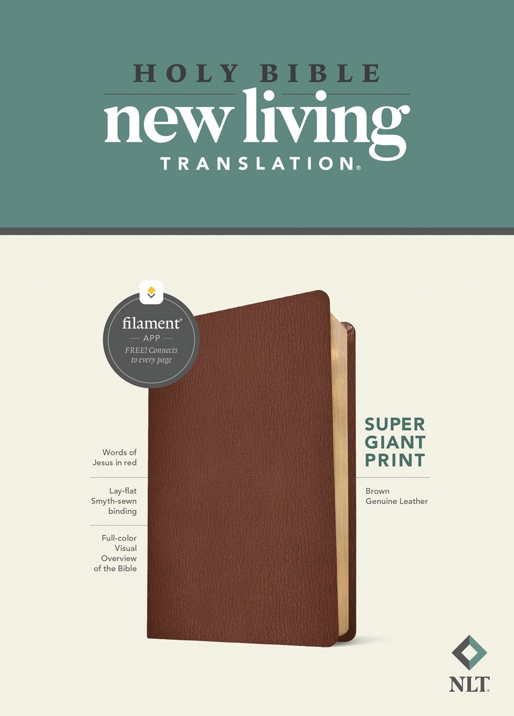 NLT Super Giant Print Bible  Filament-Enabled Edition-Brown Genuine Leather