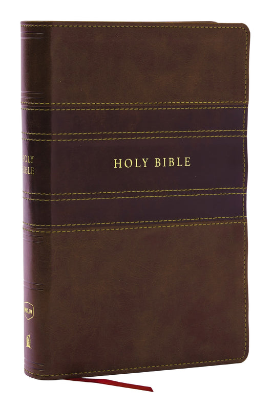 NKJV Personal Size Large Print Reference Holy Bible (Comfort Print)-Brown Leathersoft Indexed