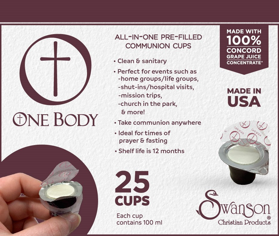 Communion-One Body Prefilled Cup Juice/Wafer (Box Of 25)
