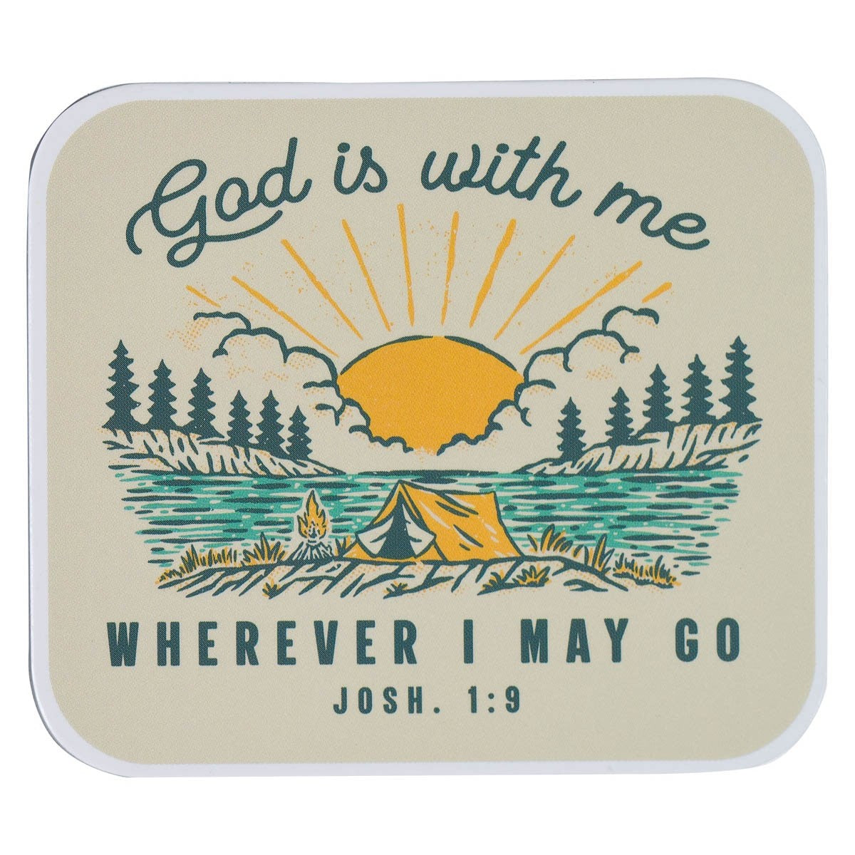 Magnet-Cream Camping God is With Me Josh. 1:9