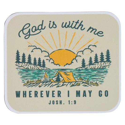 Magnet-Cream Camping God is With Me Josh. 1:9