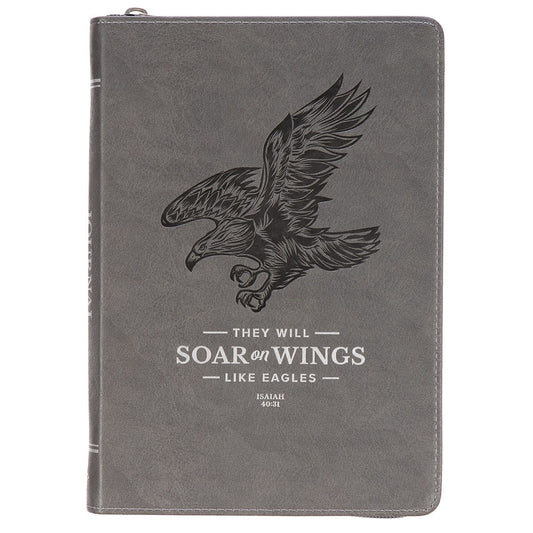 Journal-Classic w/Zip Gray-Wings Like Eagles Isaiah 40:31