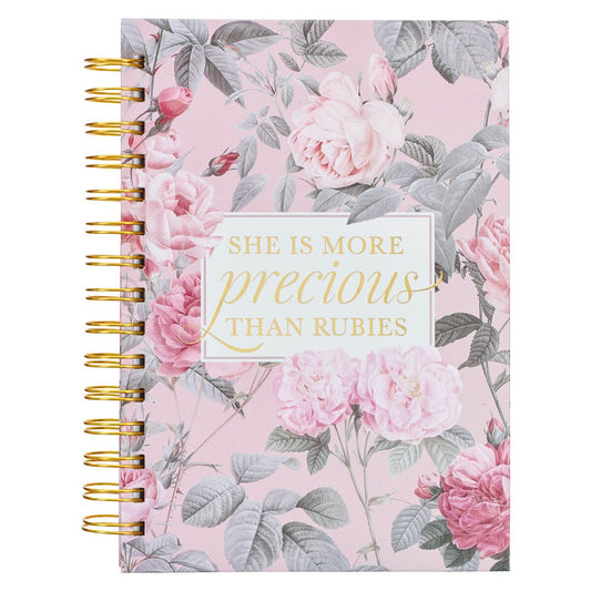Journal-Wirebound-Pink Floral More Precious Than Rubies Prov. 31:10