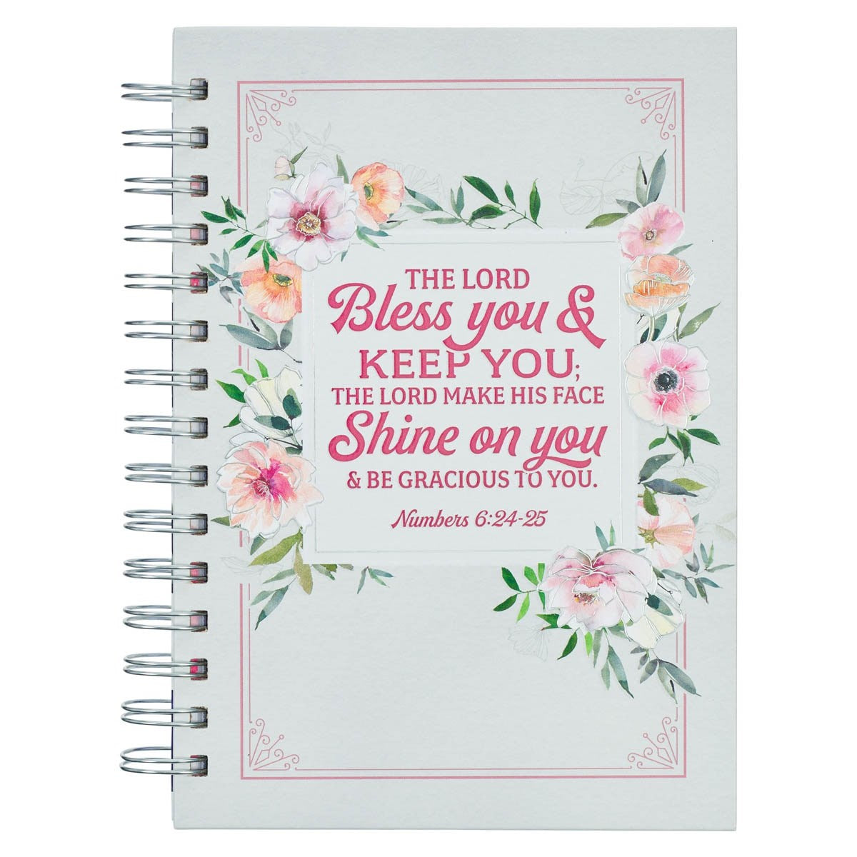 Journal-Wirebound-Floral/Stripes Bless You Num. 6:24-25