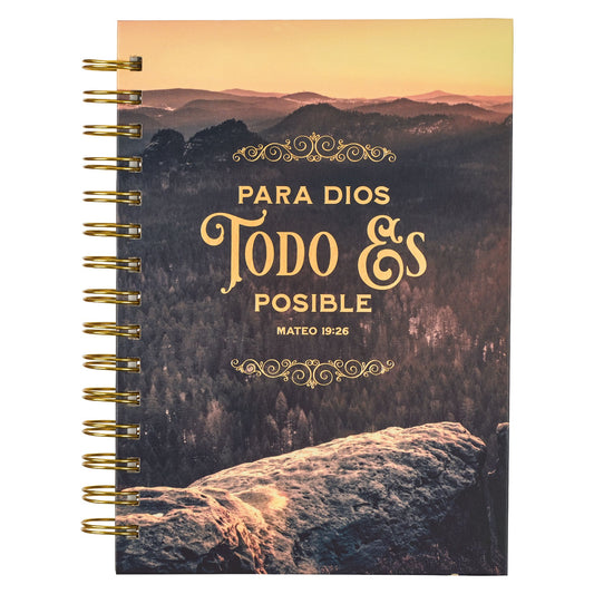 Spanish Journal-Wirebound-With God All Things Are Possible (Matthew 19:26)