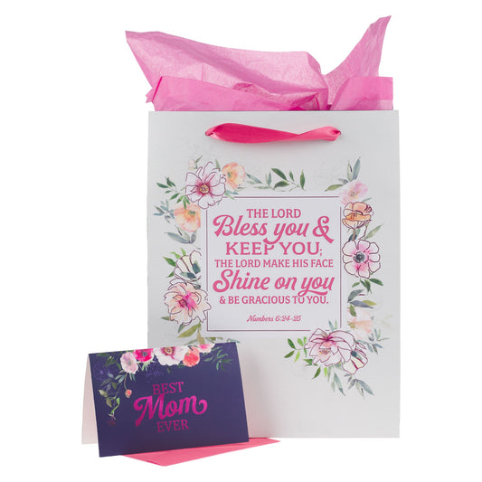 Gift Bag w/Card-Large-Portrait-Bless You Best Mom Num. 6:24