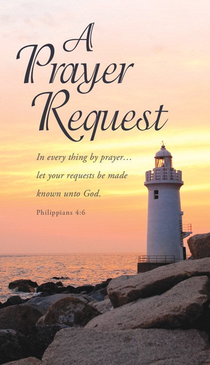 Pew Card-A Prayer Request/Lighthouse (Philippians 4:6) (Pack Of 50) (#U2117)