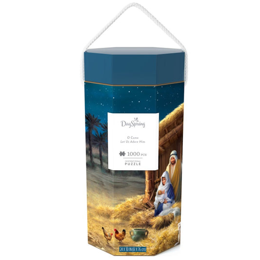 Jigsaw Puzzle-O Come Let Us Adore Him w/Poster & Gift Tag (1000 Pieces)