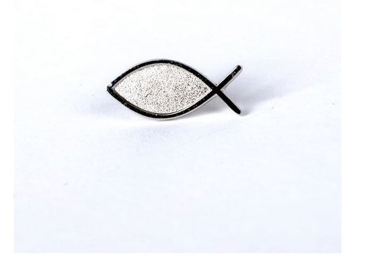 Lapel Pin-Ichthus Fish-Silver (3/4") (Pack Of 6)