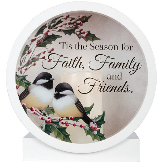 Lantern w/Flameless LED Candle & Timer-'Tis The Season (10 1/2" x 10" x 4 3/4")