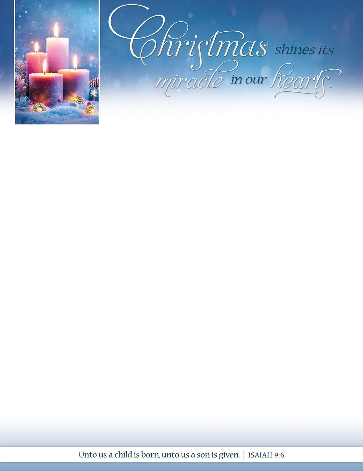 Letterhead-Christmas Shines Its Miracle In Our Hearts (Isaiah 9:6) (Pack Of 100)