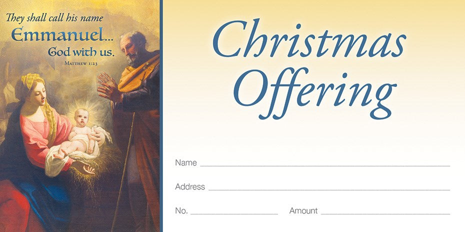 Offering Envelope-They Shall Call His Name Emmanuel...God With Us (Matthew 1:23) (Pack Of 100)