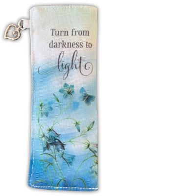 Eyeglass Case-Turn From Darkness To Light W/Heart Charm