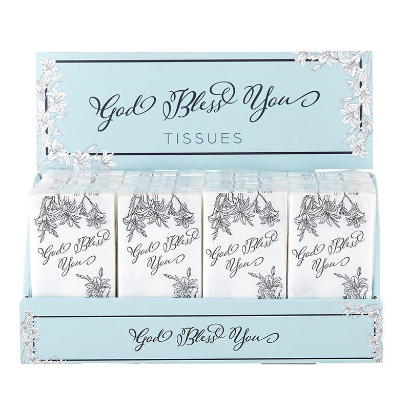 Tissue Display-Pocket-God Bless You-Blue (24 Packs) (PKGT)