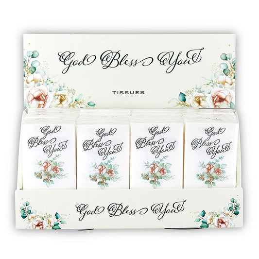 Tissue Display-Pocket-God Bless You-Floral (24 Packs) (PKGT)
