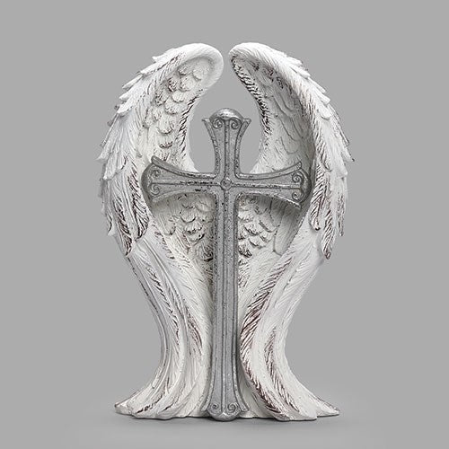 Table Cross-Wings W/ Silver Cross (9")