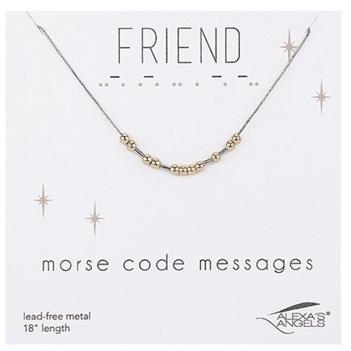 Necklace-Morse Code-Friend w/ Gift Bag (18")