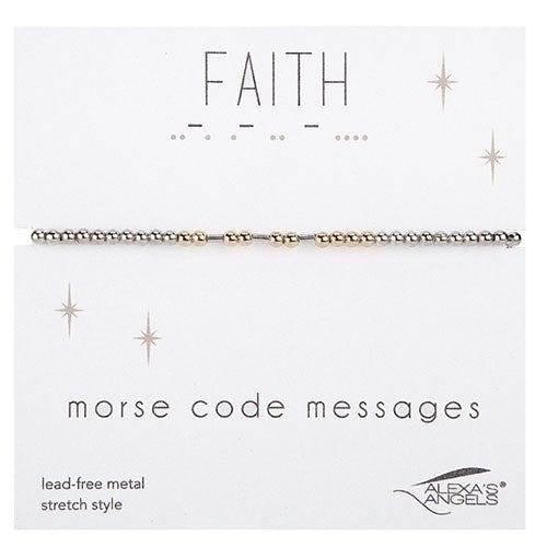 Bracelet-Morse Code-Faith-Stretch W/ Gift Bag