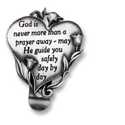 Visor Clip-God Is Never More Than A Prayer Away.../Silver Heart (Carded)