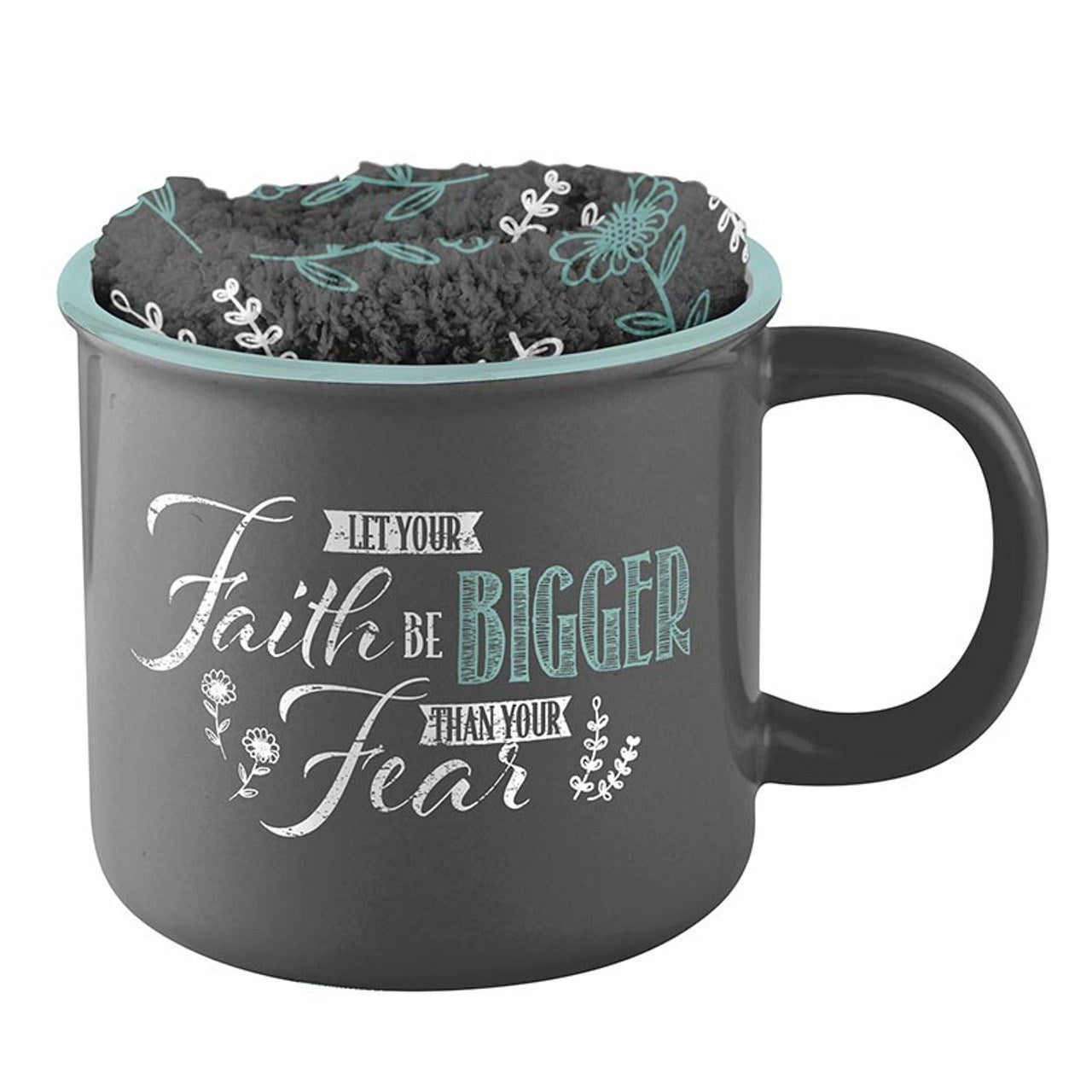 Mug & Sock Gift Set-Let Your Faith Be Bigger Than Your Fear (Mug 12oz/Sock 10.5")
