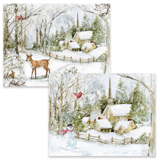 Card-Boxed-Snowy Scene-2 Assorted (Pack Of 18)