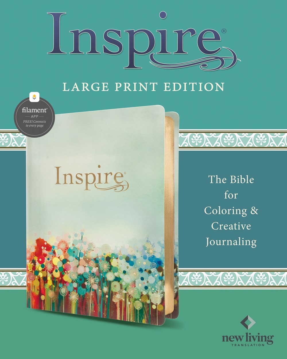 NLT Inspire Bible/Large Print  Filament Enabled Edition-Floral Fields LeatherLike
