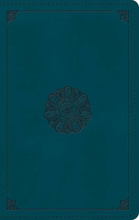 ESV Large Print Personal Size Bible-Deep Teal Emblem Design TruTone