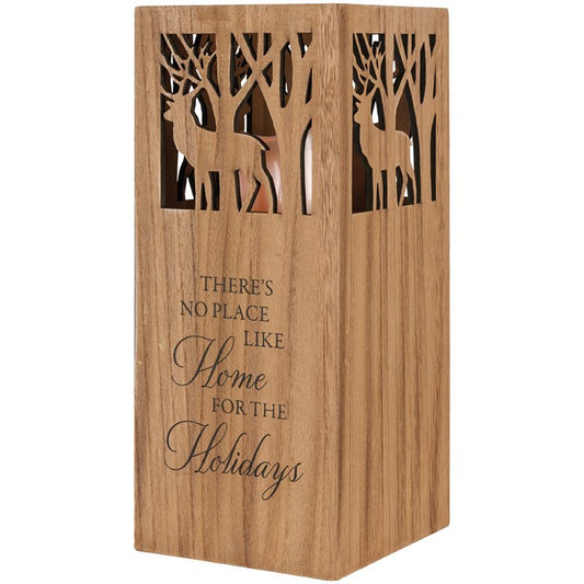 Lantern w/ Flameless LED Candle & Timer-Home For The Holidays (6" x 14" x 6")