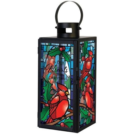 Lantern w/ LED Candle-Stained Glass-In Our Hearts (5" x 14" x 5") (Pack Of 2)