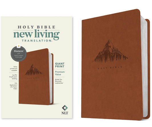 NLT Giant Print Premium Value Holy Bible  Filament Enabled Edition-British Tan Mountain LeatherLike)